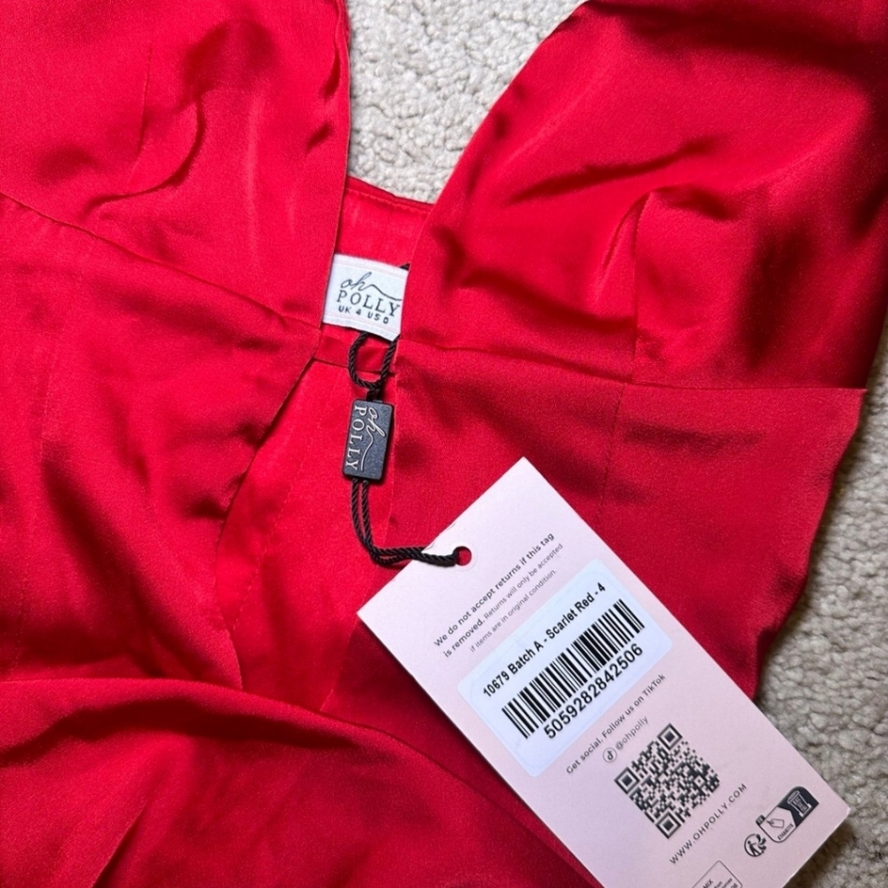 Oh Polly Elegant Red Plunge Mini Dress Yaiza - Picture 5 of 5